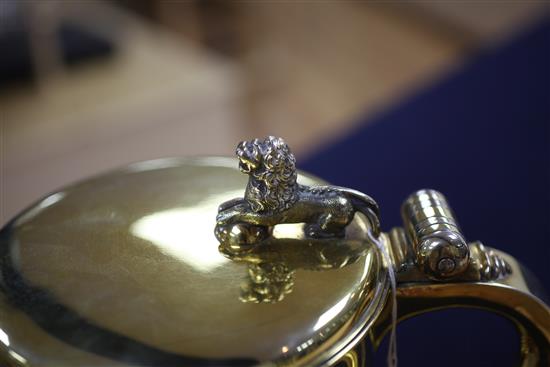 A good George V Charles II style Garrard & Co silver gilt replica tankard.